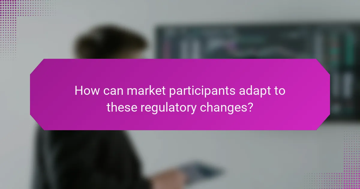 How can market participants adapt to these regulatory changes?