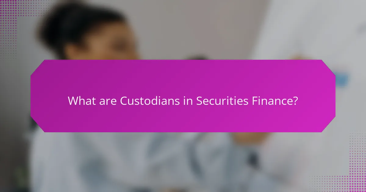 What are Custodians in Securities Finance?