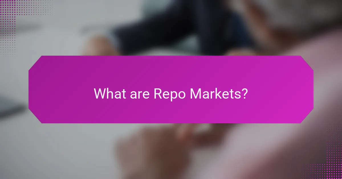 What are Repo Markets?