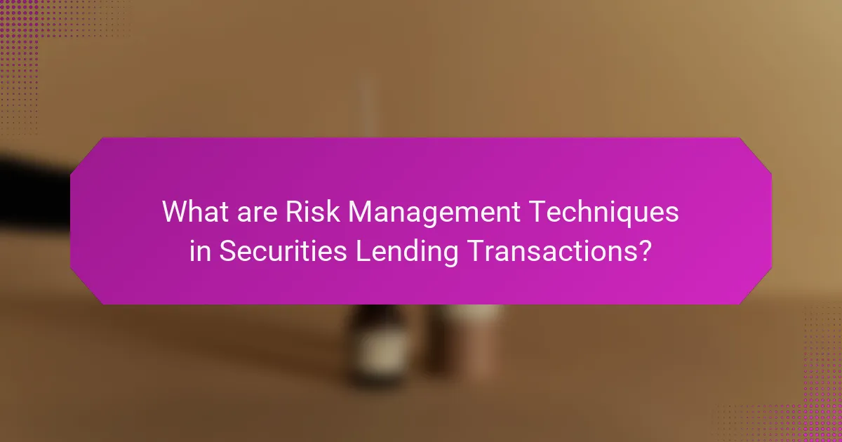 What are Risk Management Techniques in Securities Lending Transactions?