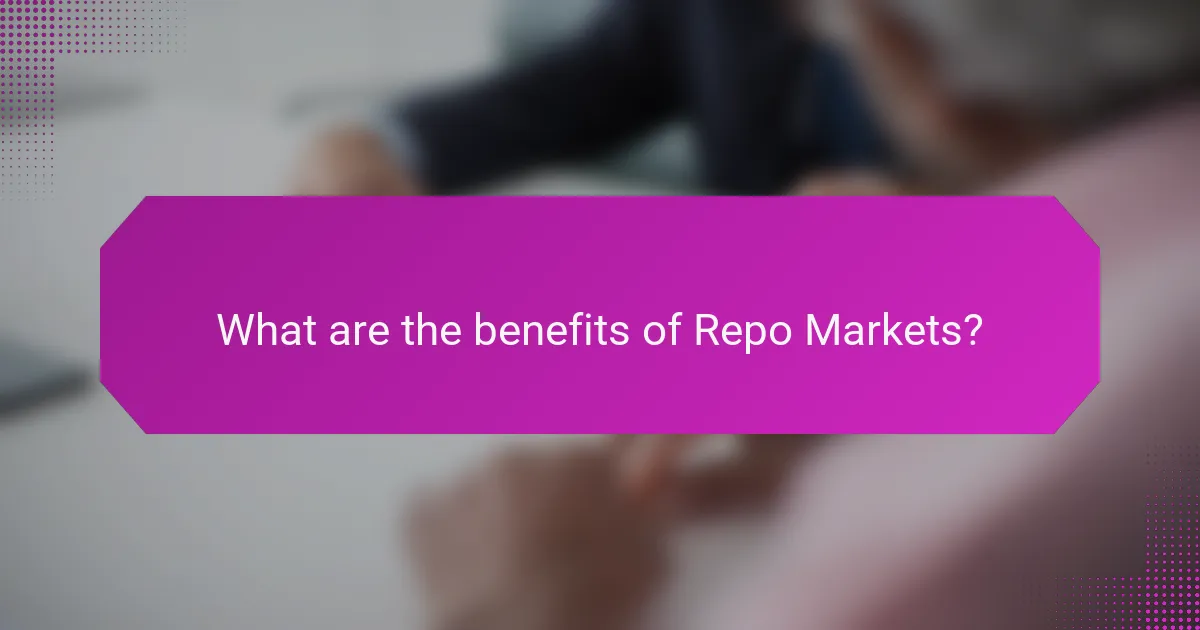 What are the benefits of Repo Markets?