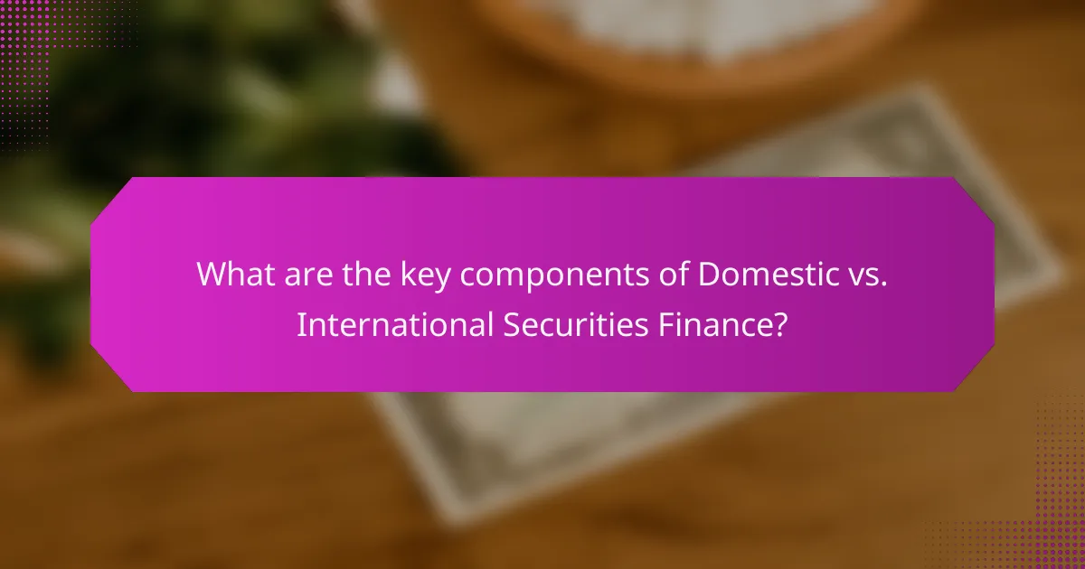 What are the key components of Domestic vs. International Securities Finance?