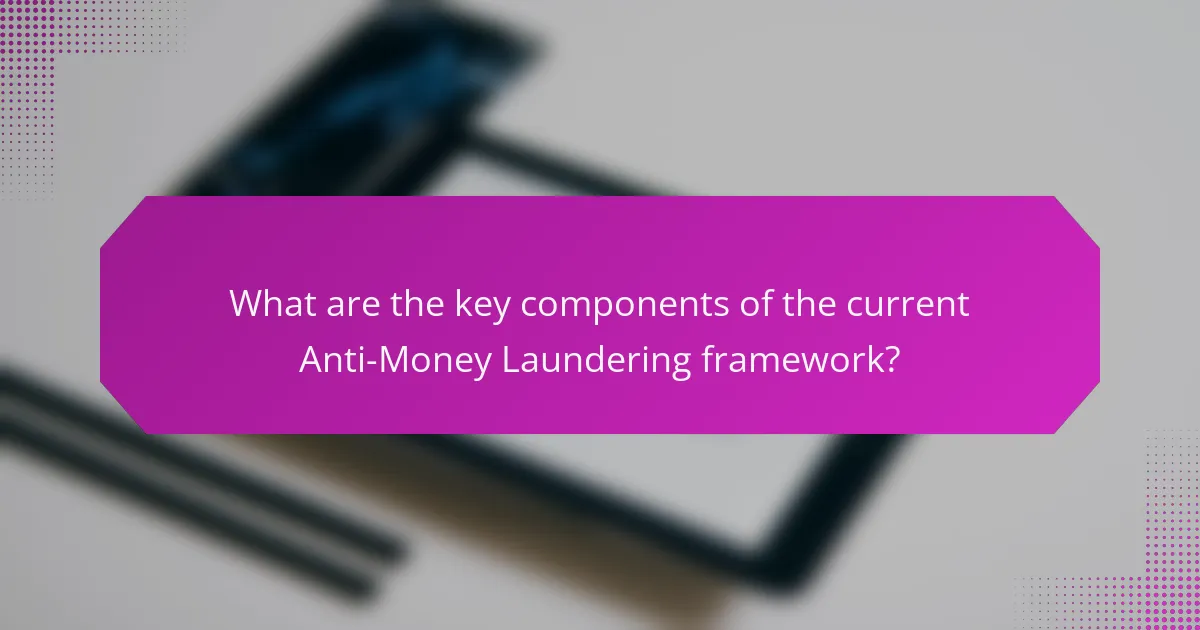 What are the key components of the current Anti-Money Laundering framework?