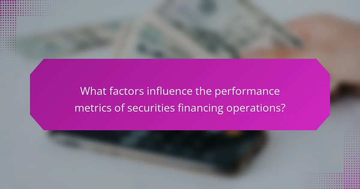 What factors influence the performance metrics of securities financing operations?