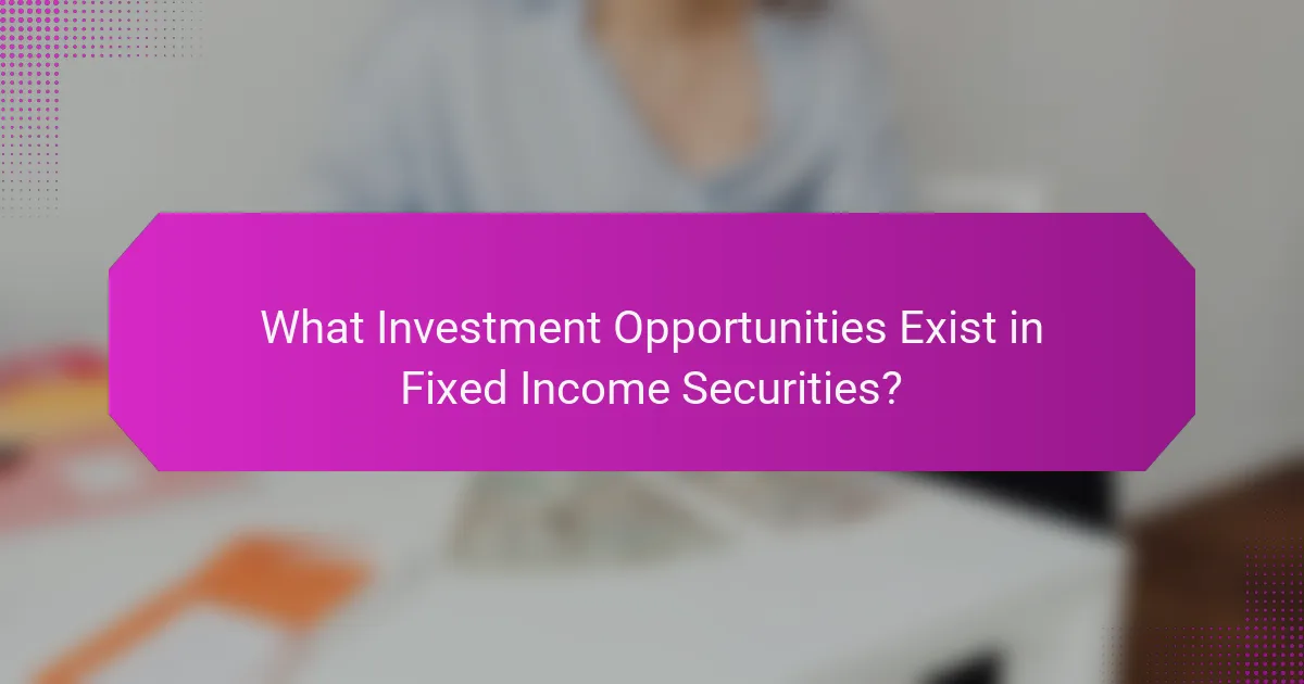 What Investment Opportunities Exist in Fixed Income Securities?