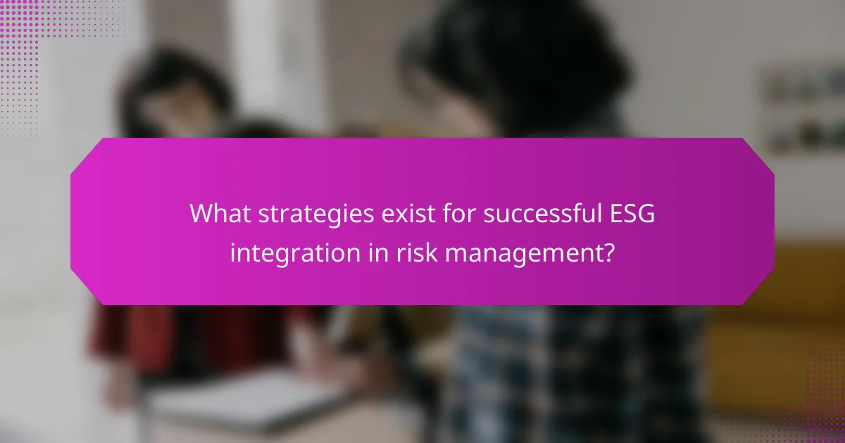 What strategies exist for successful ESG integration in risk management?